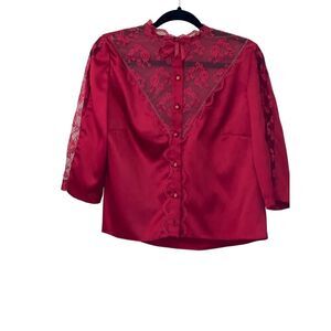 Handmade Lace Blouse Womens Med Y2K Vixen Coquette Whimsygoth Western Indie Boho